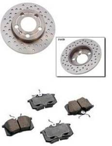 KermaTDI - Mk4 Premium+ Cross Drilled Rear Brake Package for TDI and 2.0 (232x9mm rotor size)